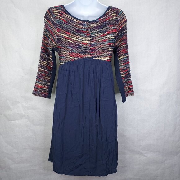 Anthropologie Maeve Dress XS Colorful Sparkly Chunky Yarn Stripe Stretch Pockets - Picture 8 of 16